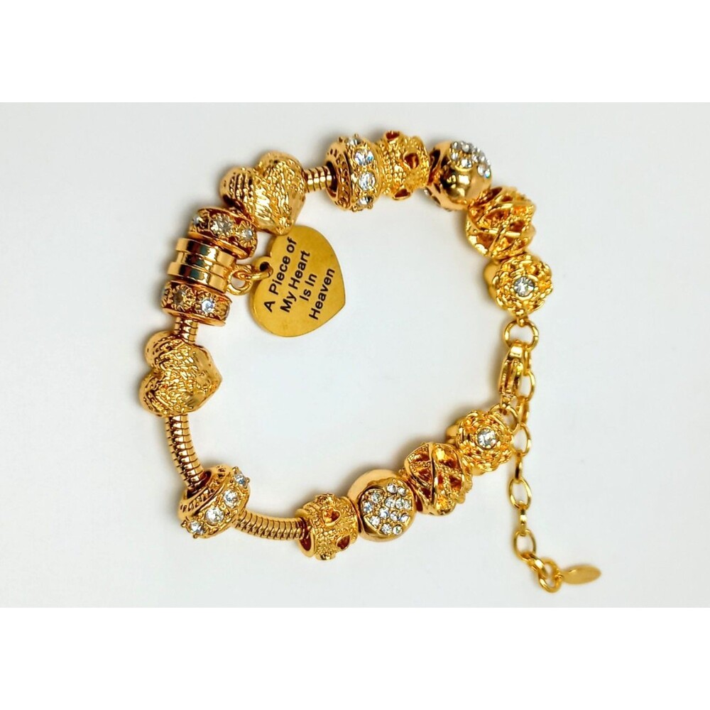 Gold plated SSteel Charms Charm Bracelet A Piece of my Heart is in Heaven